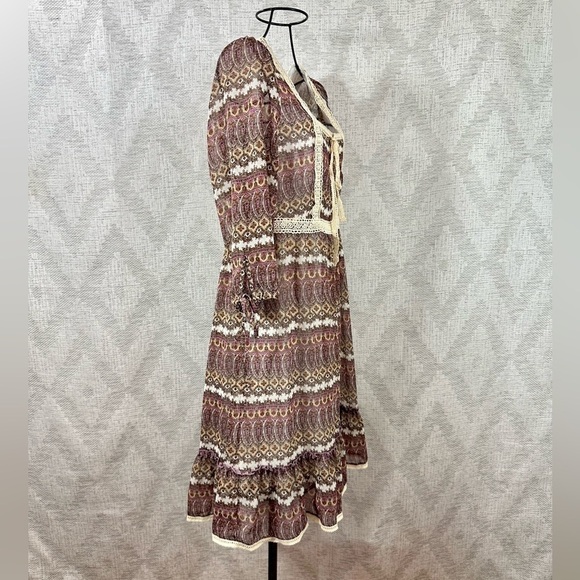 olive des olive 3/4 sleeve paisley boho dress size M - Picture 11 of 13
